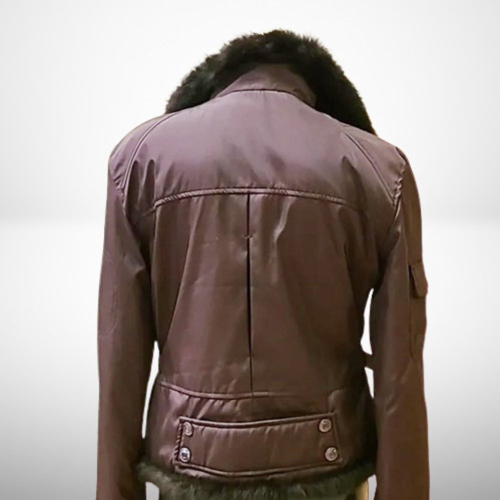 Christian Dior Vintage Winter Jacket in Chestnut Brown with Fur Trim size 40 / 8 - Picture 9 of 15